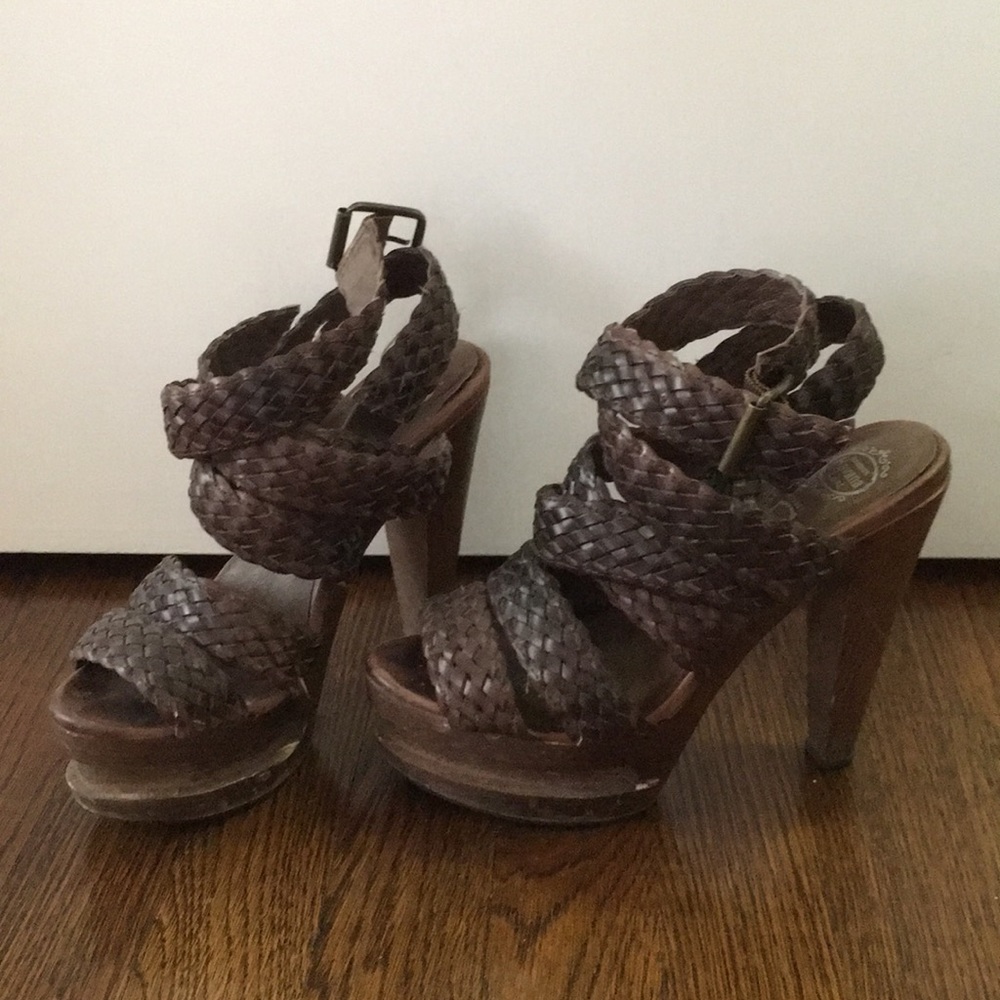 Brown Woven Leather Jeffrey Campbell Heels